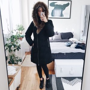 Mackage TRISH down mid length coat with fur hood